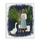Stupell Industries Gardner Girl with Goose Framed Giclee Wall Art Design by Saba Rauf